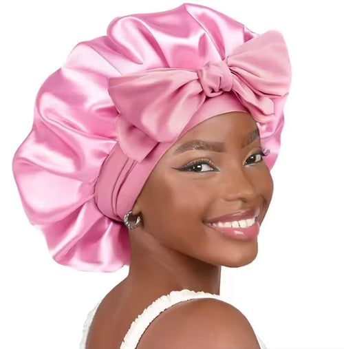 100% Mulberry Silk Bowknot Tie Sleep Cap