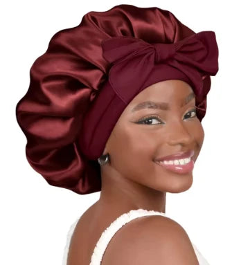 100% Mulberry Silk Bowknot Tie Sleep Cap