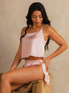 100% Mulberry Silk Side Slit Flowy Cami Set