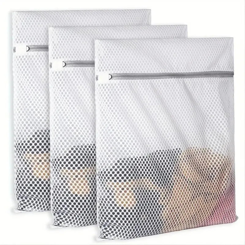 White Durable Honeycomb Mesh Laundry Bags for Delicates - Premium Reusable Net Fabric Wash Bag for Garments, Breathable Wash Bag